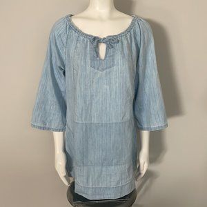 Au Lieu Limited Edition Denim Chambray Shirt Top Size XL Canada Boutique
